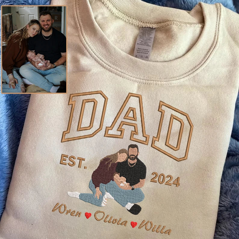 Familieportret zip hoodie gepersonaliseerde familietekening bijpassende stel- en familie-outfit