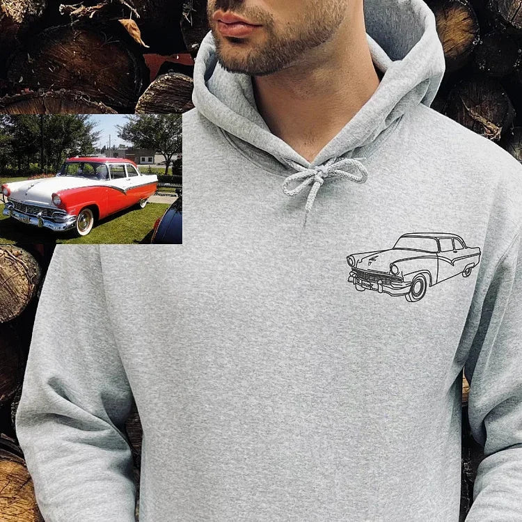 Motorfiets vriendje geborduurd auto hoodie aangepaste liefde cadeau voor vriendje autoliefhebber cadeau