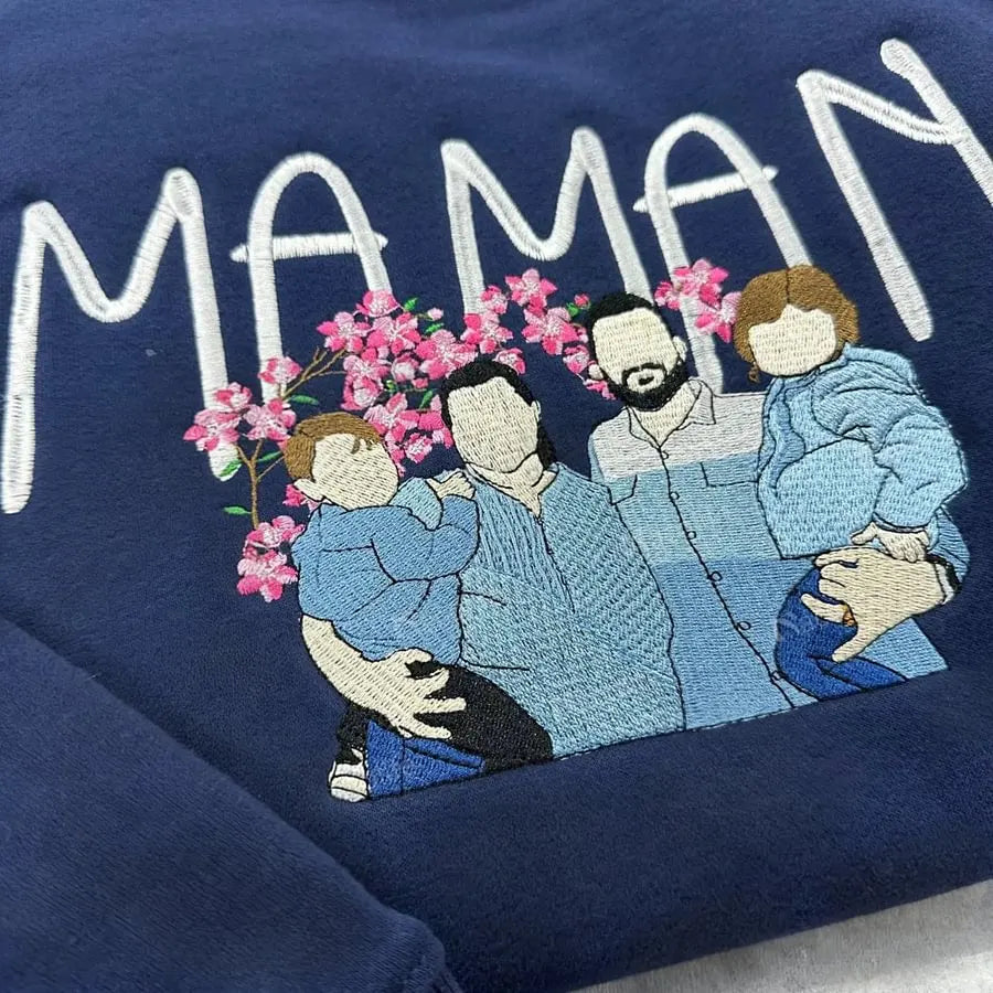 Familieportret trui met eigen tekst bijpassende broers en zussen outfit