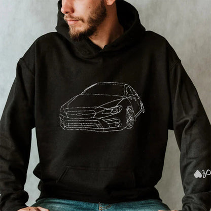 Aangepaste auto sweatshirt, aangepaste auto overzicht sweatshirt, geborduurde auto sweatshirt