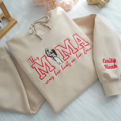 Familieportret vest met capuchon gepersonaliseerde familieafbeelding cadeau voor oma en opa