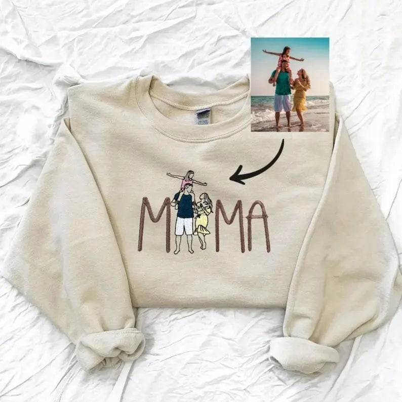 Geborduurde mama capuchontrui gepersonaliseerde moedernaam warm wintercadeau