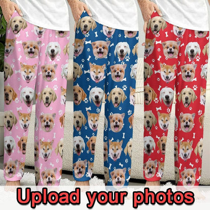 Aangepaste hond gezicht pyjama partij lange unisex pyjamabroek beste kerstcadeaus voor dierenliefhebbers