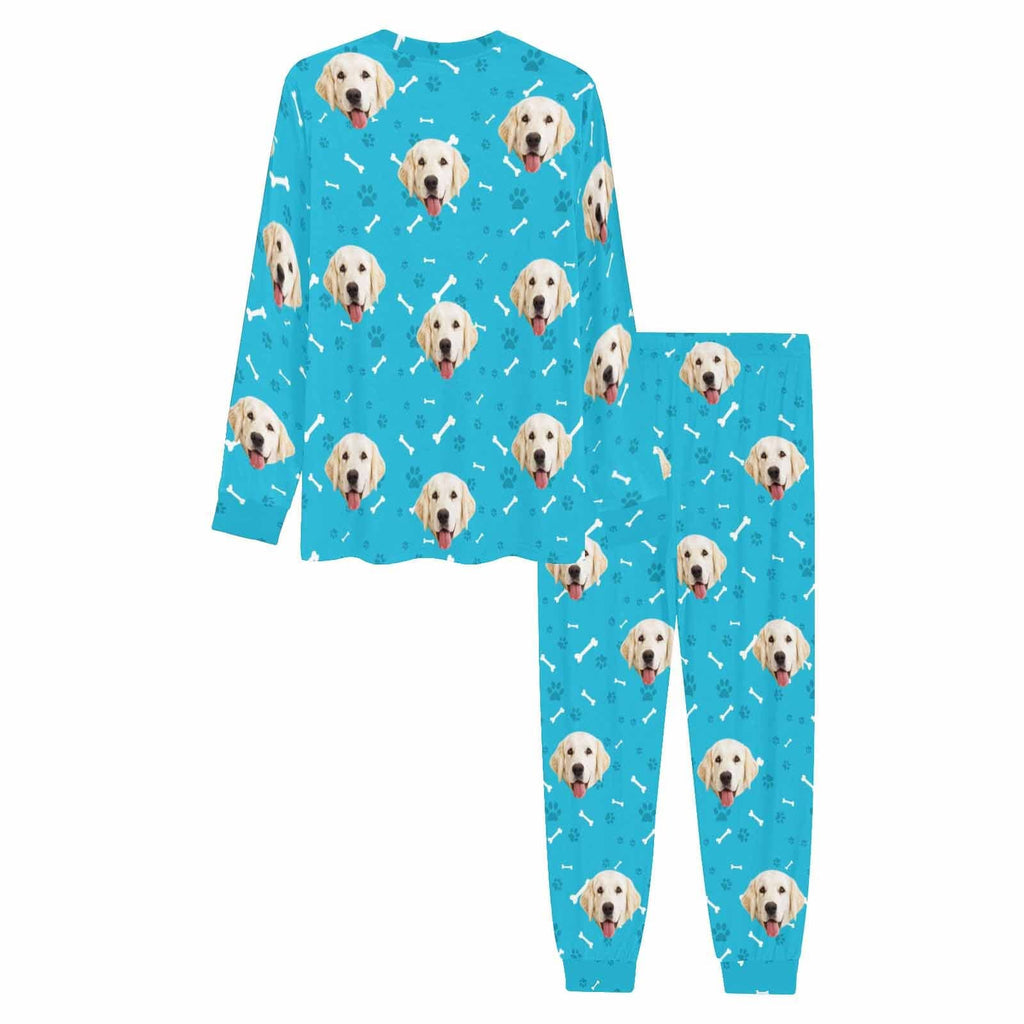 Gepersonaliseerde hondenpyjama, gepersonaliseerd huisdiergezicht, poot en botten, herenpyjamaset met all-over print