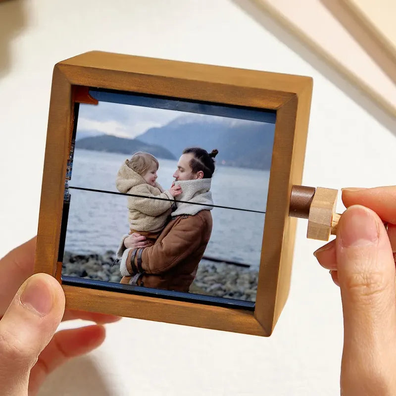 Aangepast fotoflipboekframe - Gepersonaliseerde animatiemachine met licht, uniek cadeau voor Vaderdag