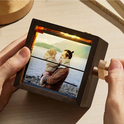 Aangepast fotoflipboekframe - Gepersonaliseerde animatiemachine met licht, uniek cadeau voor Vaderdag