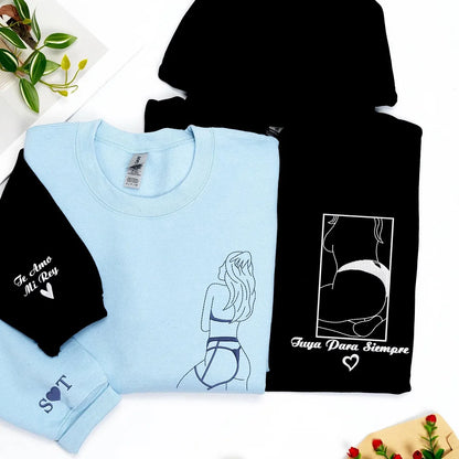 Geborduurde jubileumhoodie - Gepersonaliseerd romantisch cadeau voor stellen