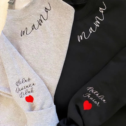 Aangepaste Mama-Sweatshirt Met Kindernaam Op De Mouw, Gepersonaliseerde Mama-Sweatshirt, Cadeau-Mama-Sweatshirt