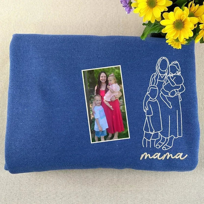 Gepersonaliseerde geborduurde sweater voor Moederdag | Laat een foto borduren – Een uniek cadeau voor mama