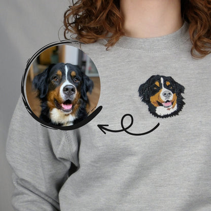 Gepersonaliseerd Dierenportret, Geborduurd Sweatshirt In Het Midden