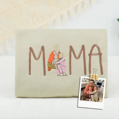 Custom mama hoodie gepersonaliseerde moedernaam met kinderhandafdruk uniek cadeau
