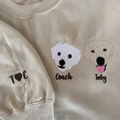 Varsity Gepersonaliseerd Hondengezicht Sweatshirt Van Uw Foto, Aangepaste Hond Papa Sweatshirt Met Geborduurde Hondennaam, Cadeaus Voor Hondenliefhebbers