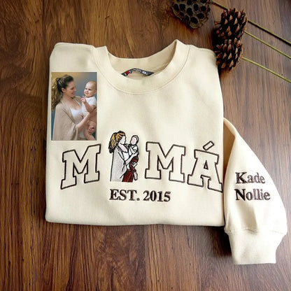 Gepersonaliseerde mama trui met naam geborduurd Moederdag cadeau oversized fleece