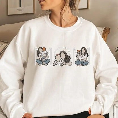 Familieportret capuchontrui met naam en spreuk gepersonaliseerde sweater voor familiefoto