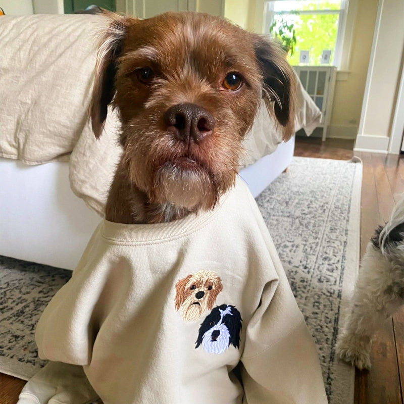 Varsity Gepersonaliseerd Hondengezicht Sweatshirt Van Uw Foto, Aangepaste Hond Papa Sweatshirt Met Geborduurde Hondennaam, Cadeaus Voor Hondenliefhebbers