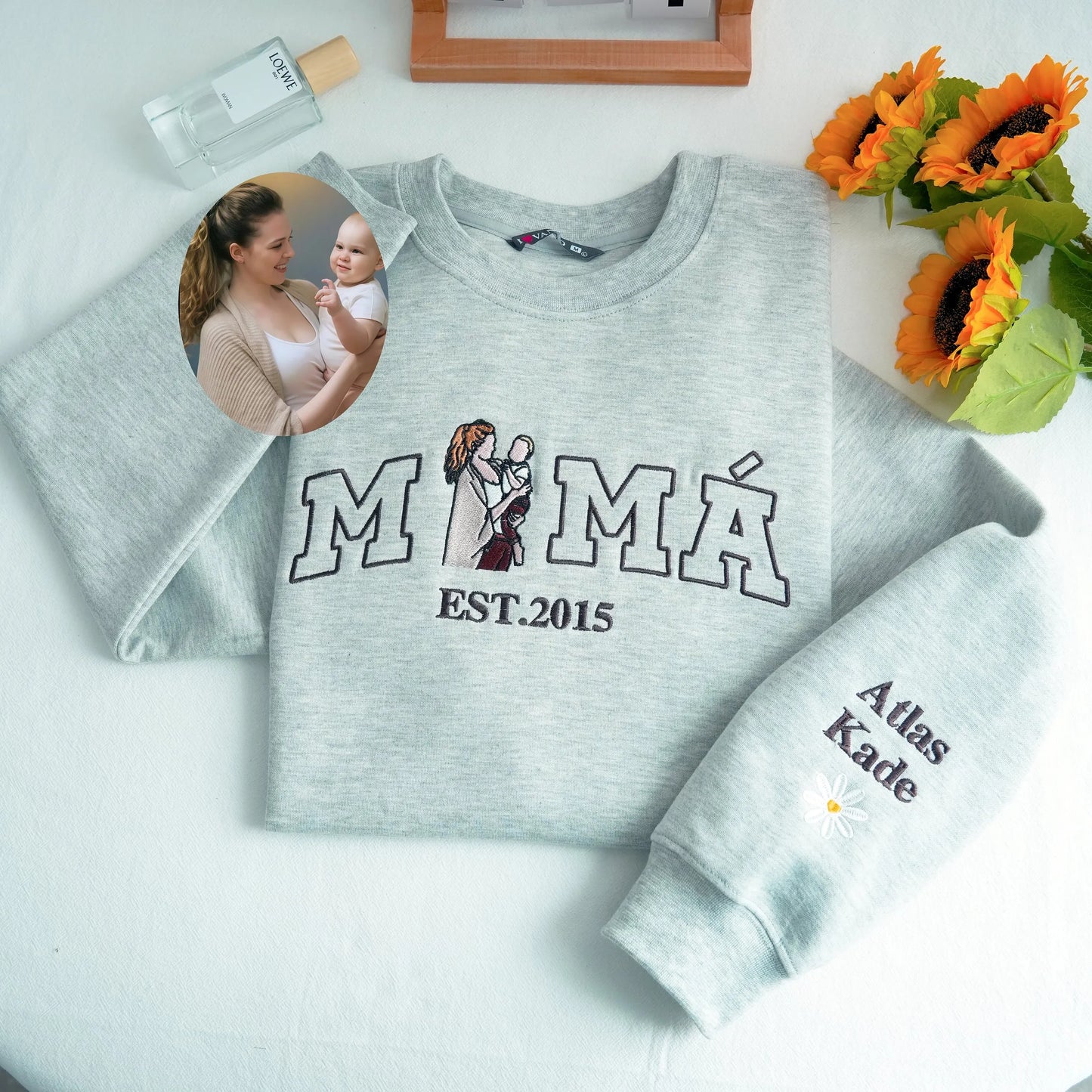 Gepersonaliseerde mama trui met naam geborduurd Moederdag cadeau oversized fleece