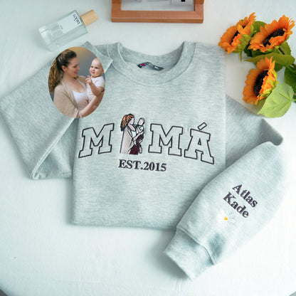 Gepersonaliseerde mama trui met naam geborduurd Moederdag cadeau oversized fleece