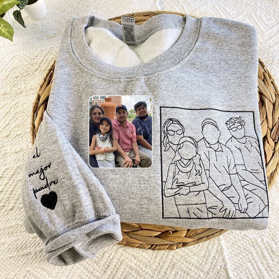 Gepersonaliseerde geborduurde sweater voor Moederdag | Laat een foto borduren – Een uniek cadeau voor mama