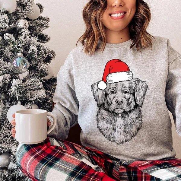 Gepersonaliseerde kersttrui voor huisdieren - gepersonaliseerde kersttrui voor hond en kat met kerstmutsontwerp