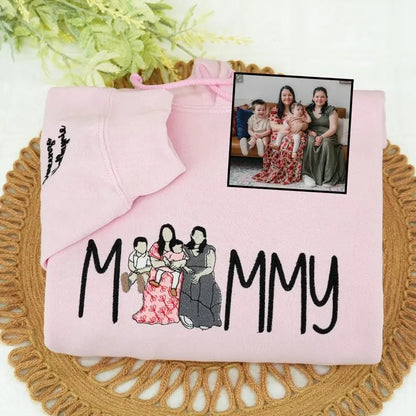 Custom mama hoodie gepersonaliseerde moedernaam met kinderhandafdruk uniek cadeau