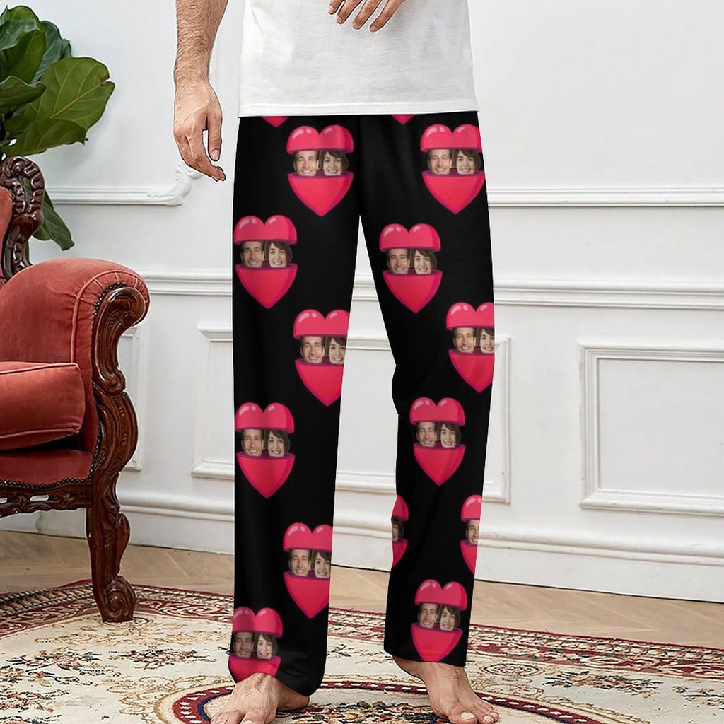 Aangepaste gezicht Open je hart pyjamafeest Unisex lange pyjamabroek