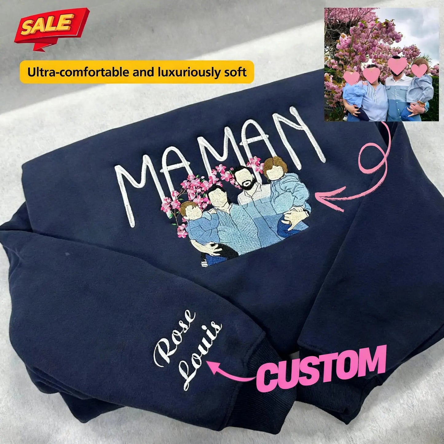 Familieportret trui met eigen tekst bijpassende broers en zussen outfit