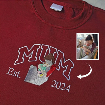 Gepersonaliseerde mama trui met bloemenborduursel uniek cadeau voor mama’s