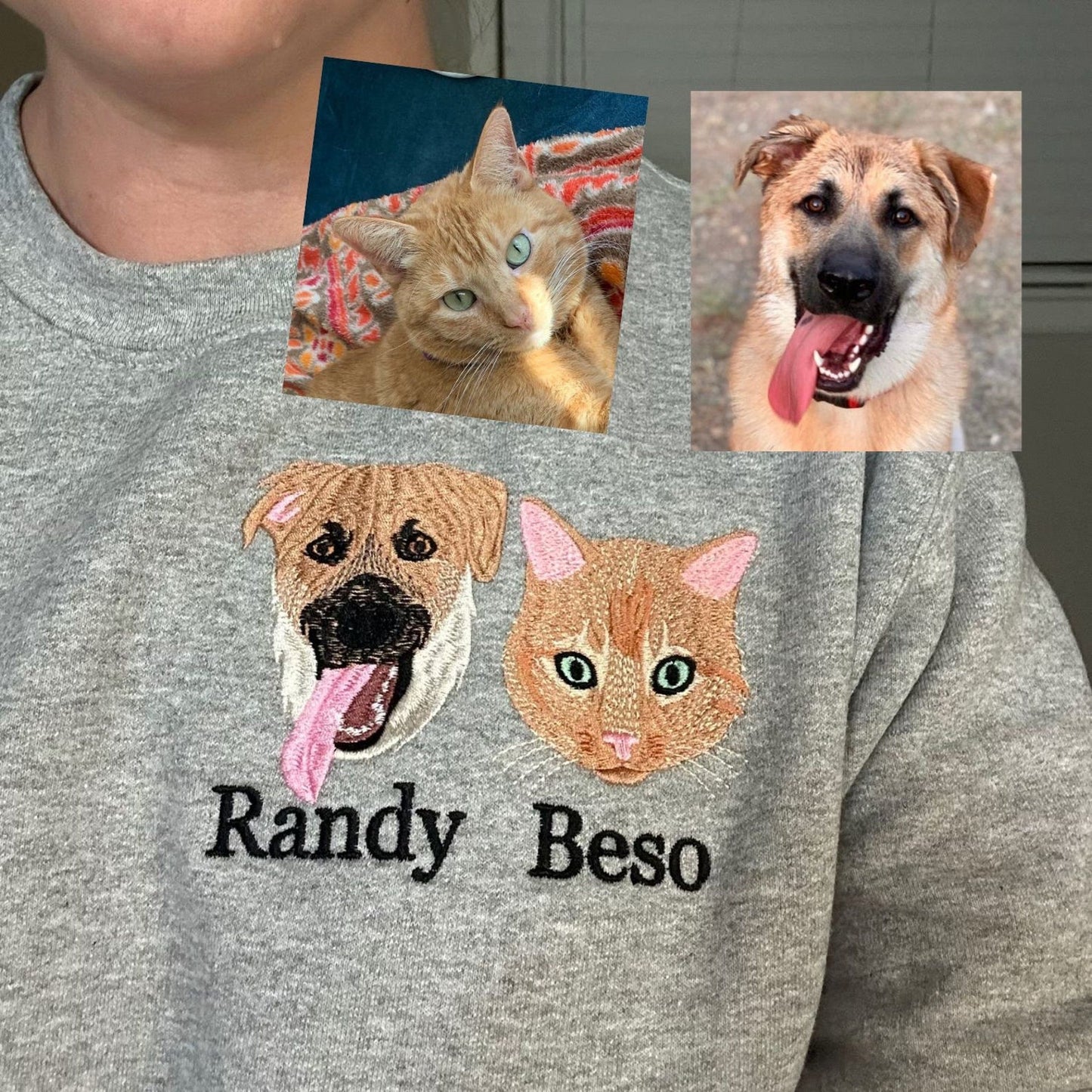 Op Maat Bedrukt Geborduurd Huisdiersweatshirt, Gepersonaliseerd Met De Foto Van Uw Huisdier, Het Gezicht Van Uw Hond Of Kat Of De Naam Van Uw Dierenliefhebber, Sweatshirt, Hoodie, T-Shirt