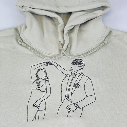 Op maat geborduurd portret sweatshirt van foto, paar sweatshirt, foto hoodie, beste cadeau voor vriend, vriendin