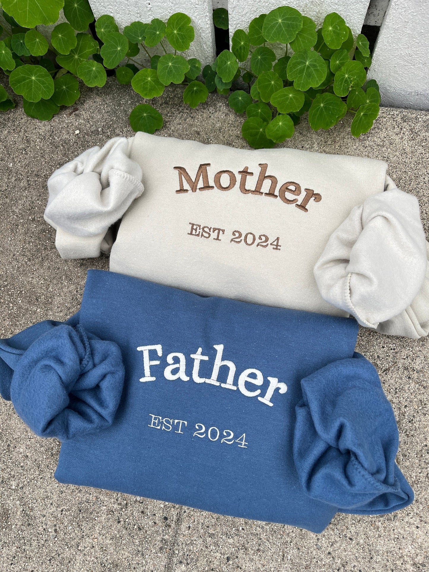 Mommy Daddy Geborduurde Ronde Hals Sweatshirt, Nieuwe Moeder Sweatshirt, Zwangerschapstrui, Moeders Vaders Cadeau, Babyshower Cadeau-Idee, Nieuwe Baby