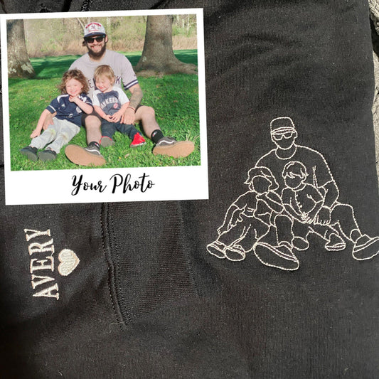 Papa Sweatshirt Met Foto, Papa Portret Shirt, Papa Hoodie Geborduurd, Gepersonaliseerde Vaderdag Shirts Met Foto's, Cadeaus Voor Nieuwe Vaders