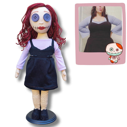 Knoopooglappop, Gepersonaliseerd Cadeau Voor Meisje, Portretbeeldje Van Foto, Aangepaste Mini-Mepop, Knuffel Als Aandenken, Griezelig Schattig Verzamelobject