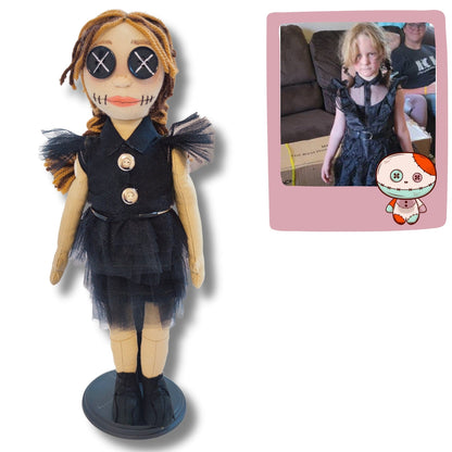 Knoopooglappop, Gepersonaliseerd Cadeau Voor Meisje, Portretbeeldje Van Foto, Aangepaste Mini-Mepop, Knuffel Als Aandenken, Griezelig Schattig Verzamelobject