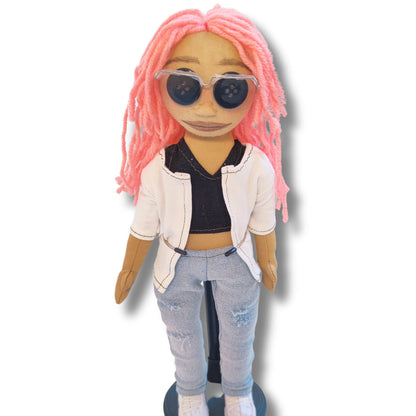Knoopooglappop, Gepersonaliseerd Cadeau Voor Meisje, Portretbeeldje Van Foto, Aangepaste Mini-Mepop, Knuffel Als Aandenken, Griezelig Schattig Verzamelobject