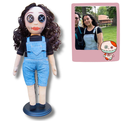 Knoopooglappop, Gepersonaliseerd Cadeau Voor Meisje, Portretbeeldje Van Foto, Aangepaste Mini-Mepop, Knuffel Als Aandenken, Griezelig Schattig Verzamelobject