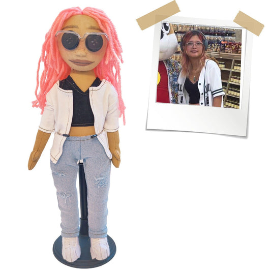 Knoopooglappop, Gepersonaliseerd Cadeau Voor Meisje, Portretbeeldje Van Foto, Aangepaste Mini-Mepop, Knuffel Als Aandenken, Griezelig Schattig Verzamelobject