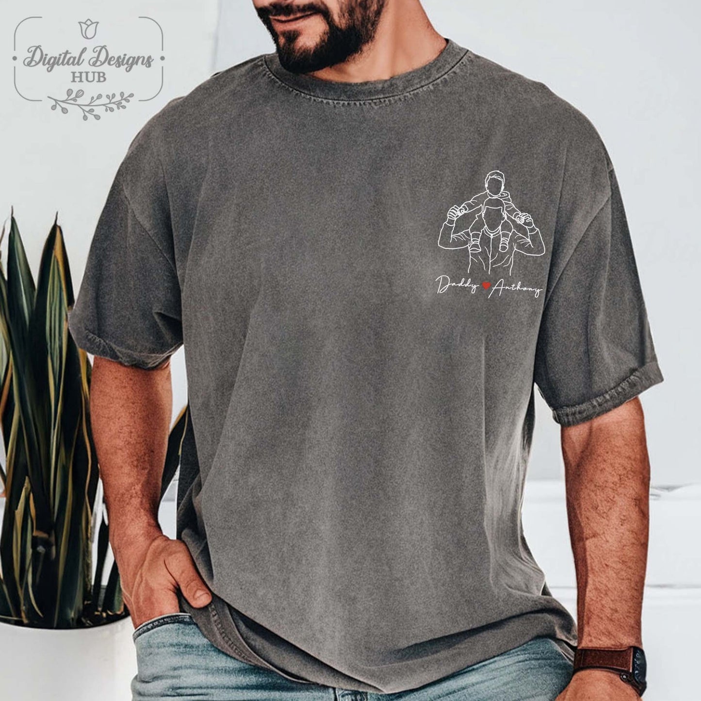 Gepersonaliseerde vadersfoto-shirt, Vaderdagshirt, gepersonaliseerd fotoshirt voor vader, Vaderdagcadeau