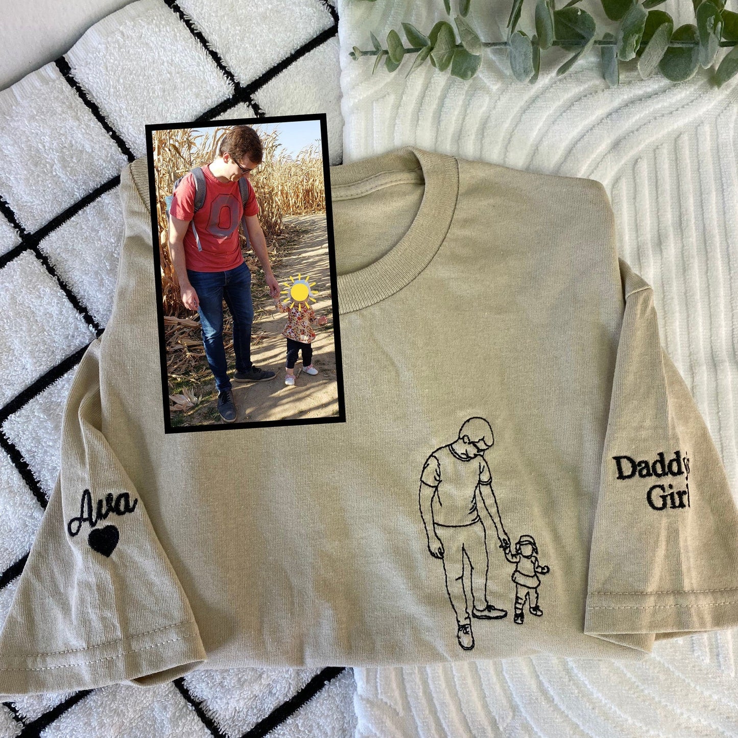 Papa Sweatshirt Met Foto, Papa Portret Shirt, Papa Hoodie Geborduurd, Gepersonaliseerde Vaderdag Shirts Met Foto's, Cadeaus Voor Nieuwe Vaders