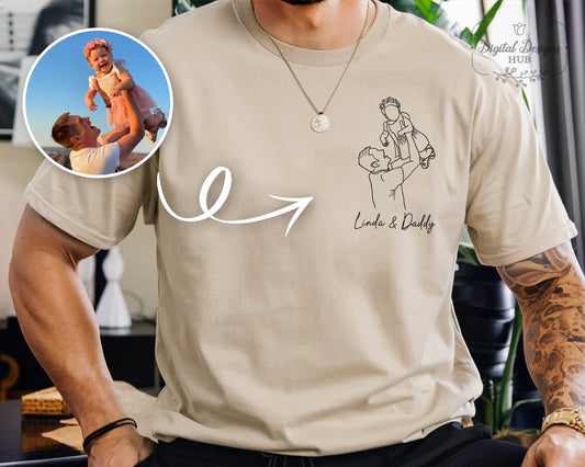 Aangepast vadersshirt, gepersonaliseerd vadersshirtportret van foto, gepersonaliseerd vadersportretshirt, Vaderdagshirt, Vaderdagcadeau