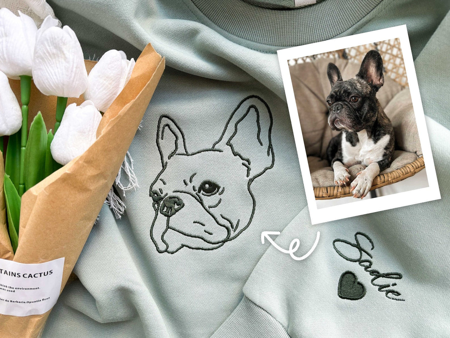 Geborduurde Huisdier Sweatshirts Met Huisdier Foto En Naam, Geborduurde Hond Hoodie, Geborduurd Huisdier Portret, Cadeau Voor Hond Vader/Hond Moeder