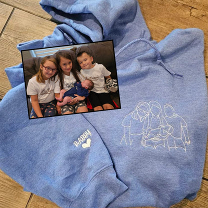 Papa Sweatshirt Met Foto, Papa Portret Shirt, Papa Hoodie Geborduurd, Gepersonaliseerde Vaderdag Shirts Met Foto's, Cadeaus Voor Nieuwe Vaders