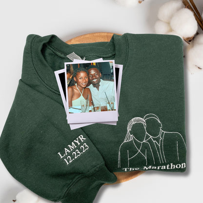 Aangepaste geborduurd portret van foto sweatshirt, paar portret shirt, bruiloft portret, bijpassende paar hoodie, verjaardagscadeau voor vrouw