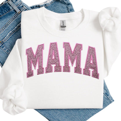 Geborduurde Glitter Mama Sweatshirt Dames Pullover Trendy Sweatshirt Cadeau Voor Haar