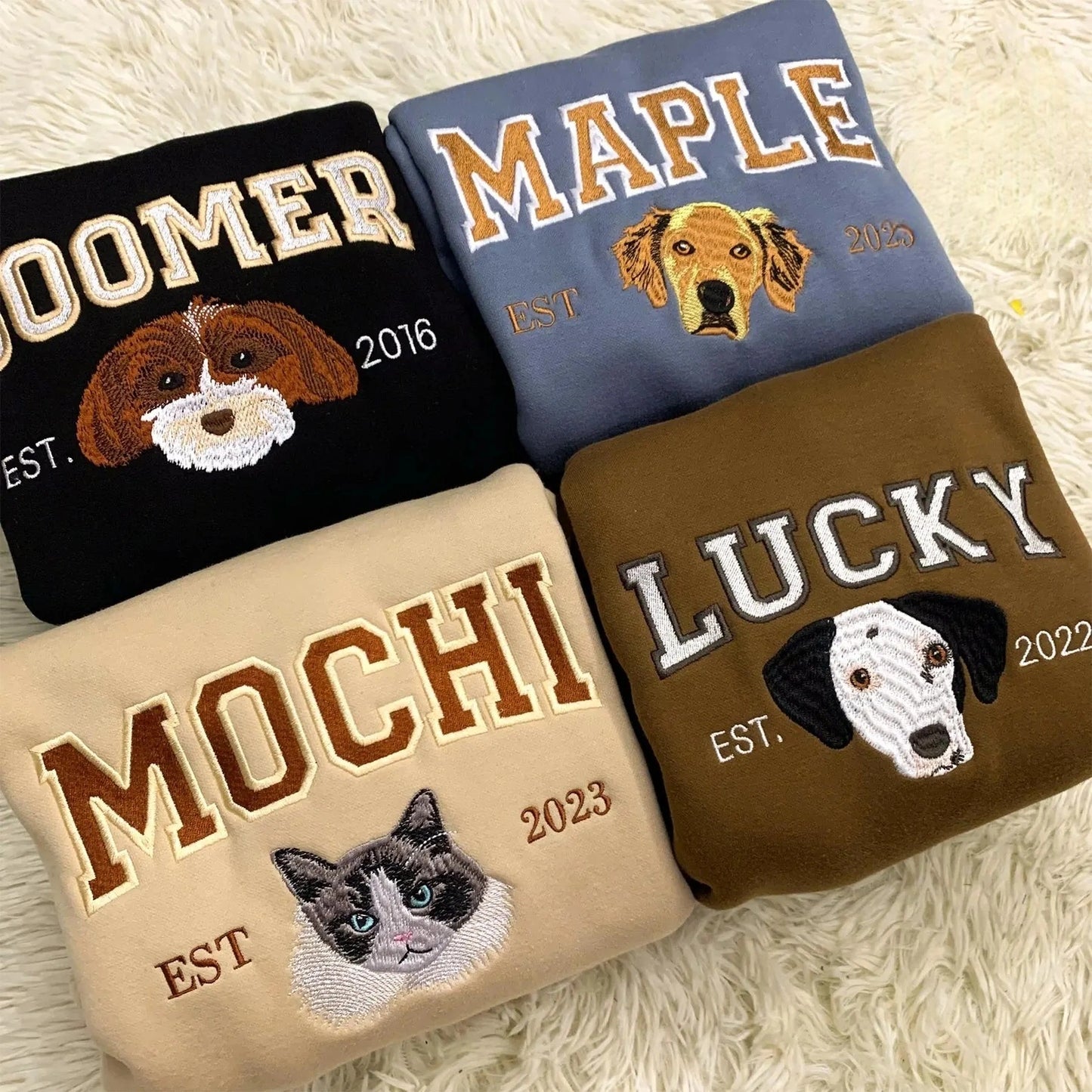 Gepersonaliseerde honden hoodie met naam – geborduurd portret van je huisdier