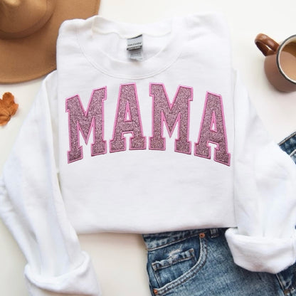 Geborduurde Glitter Mama Sweatshirt Dames Pullover Trendy Sweatshirt Cadeau Voor Haar