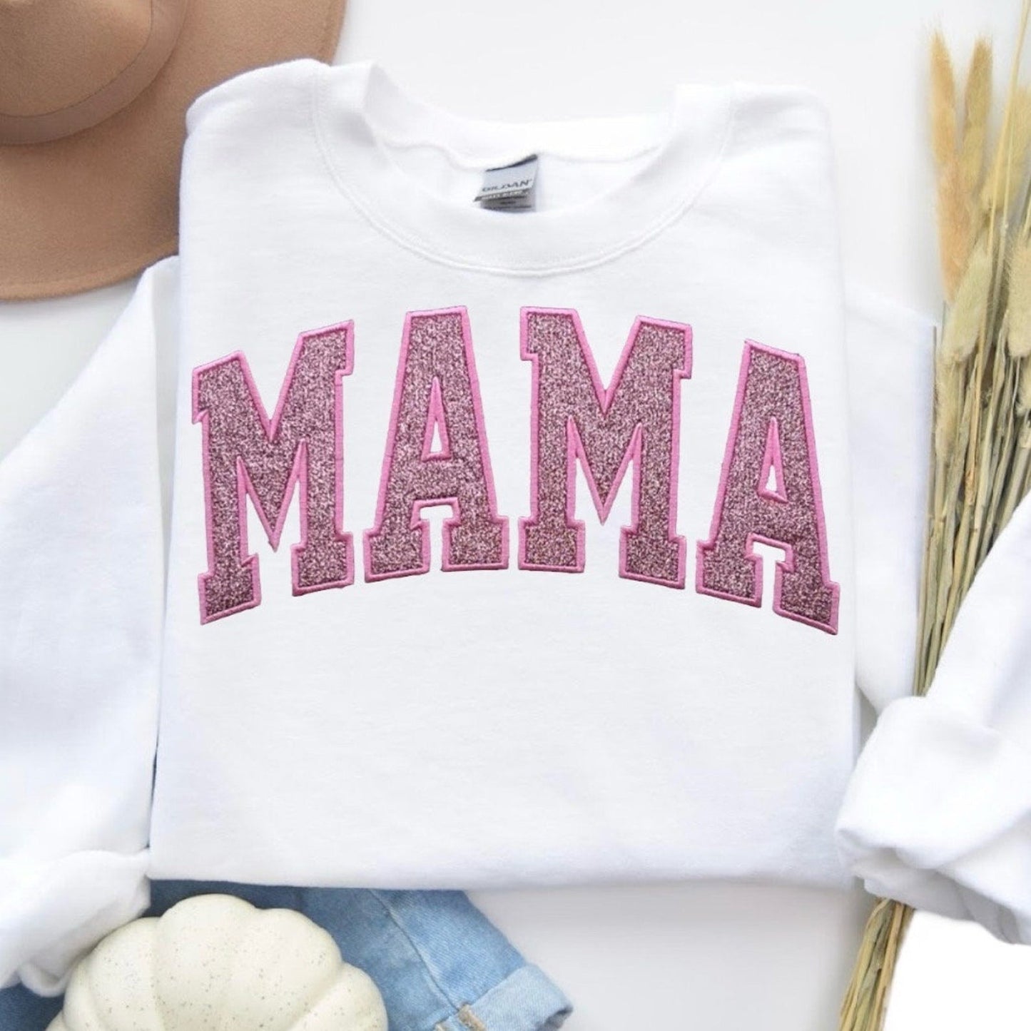 Geborduurde Glitter Mama Sweatshirt Dames Pullover Trendy Sweatshirt Cadeau Voor Haar