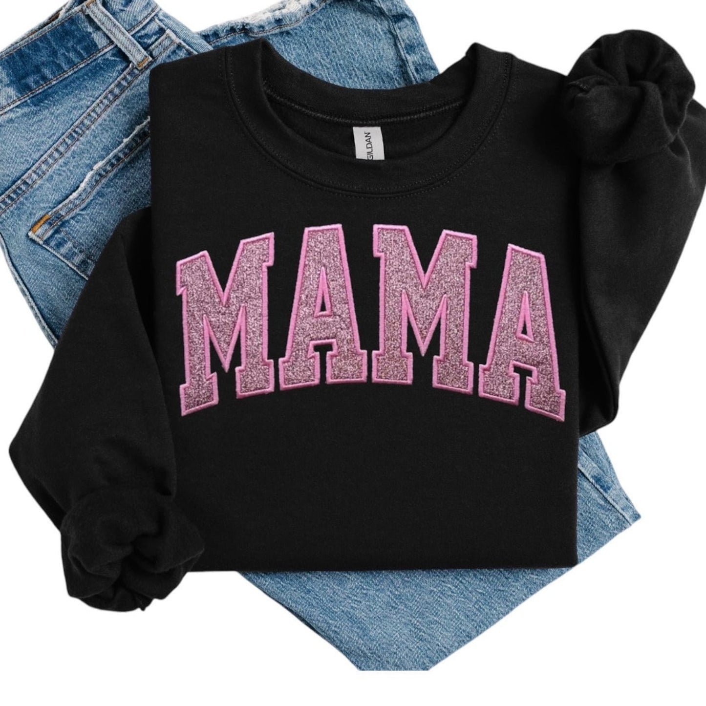 Geborduurde Glitter Mama Sweatshirt Dames Pullover Trendy Sweatshirt Cadeau Voor Haar