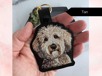 Geborduurde Goldendoodle En Labradoodle Sleutelhanger - Realistische Doodle Hond Sleutelhanger, Meerdere Kleuren, Perfect Cadeau Voor Hondenliefhebbers