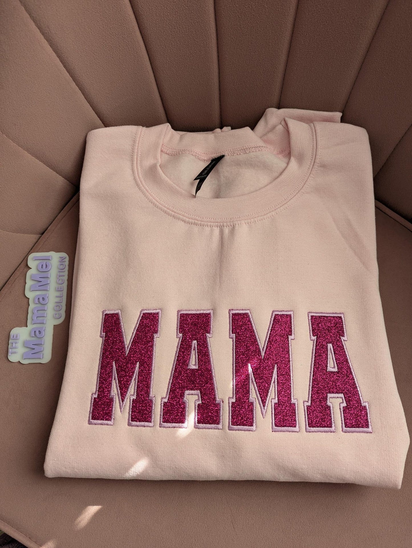 Sw Sparkling Mama Glitter Applicatie Geborduurd Sweatshirt, Aangepaste Glitter Crewneck, Mooie Glitter Mama Geborduurde Trui, Valentijnscadeau