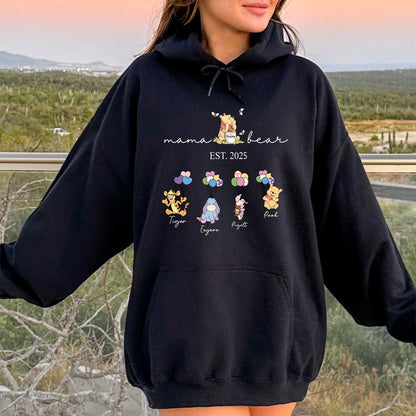 Gepersonaliseerde Mama Beer en Kindernamen Sweatshirt, Gepersonaliseerde Kindernamen Mama Beer Hoodie, Moederdag Trui, Cadeau voor Mama